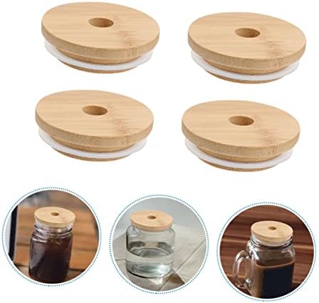 4-Piece Mason Jar Lids with Straw Holes