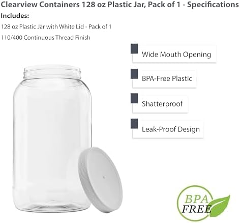 128-Ounce Jar Leak-Proof Lid BPA-Free