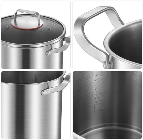 AIZYR 20cm Stainless Steel Stock Pot for Induction and Gas Stoves
