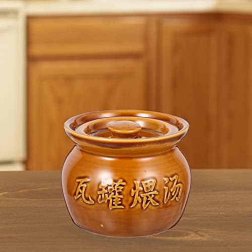 Yardwe Fermenting Jars Small Ceramic Stew Pot for Fermenting and Cooking 400ml
