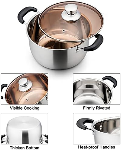 TeamFar 3 Quart Stock Pot Stainless Steel