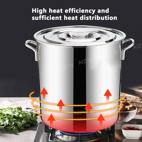 Stainless Steel Stockpot Durable Rust-Resistant Large Capacity Easy to Open Lid