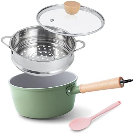 2 Quart Green Ceramic Saucepan with Lid Chefs Delight