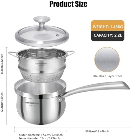23 qt Tri-Ply Stainless Steel Saucepan with Steamer