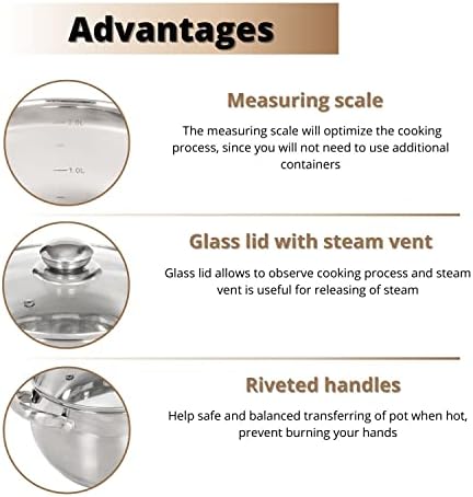 High-Quality 4 Quart Stainless Steel Stock Pot with Glass Lid