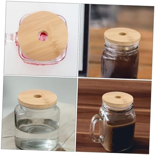 Cabilock 8pcs Reusable Wooden Mason Jar Lids
