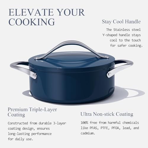45 QT Nonstick Ceramic Dutch Oven 500F Safe Dishwasher Induction Compatible