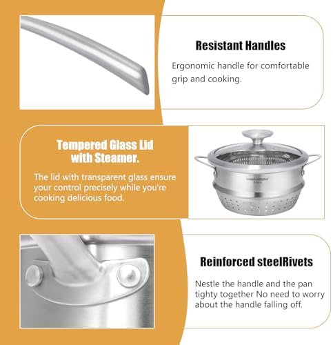 23 qt Tri-Ply Stainless Steel Saucepan with Steamer