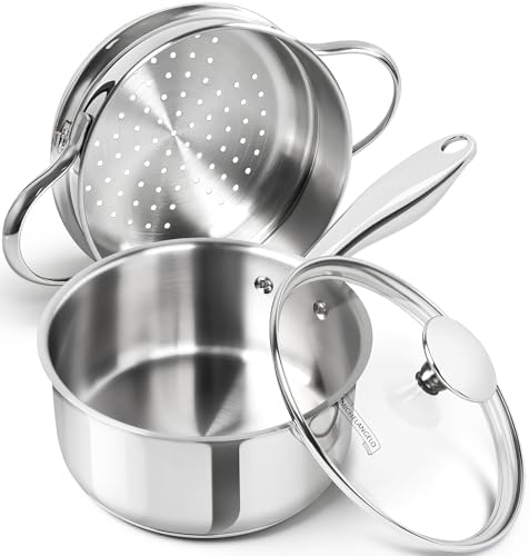 MICHELANGELO 15 Quart Stainless Steel Saucepan with Lid Unique Design