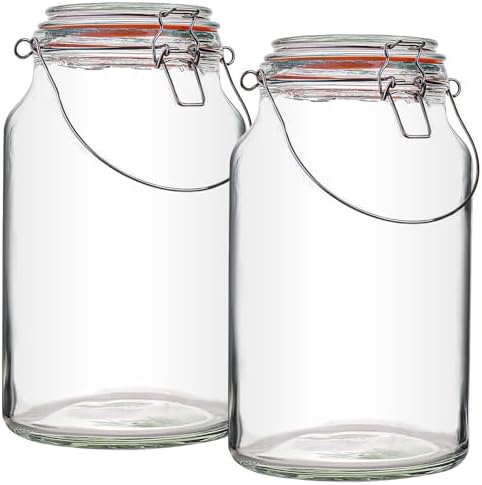 Galssmagic 1 Gallon Glass Jars 2 Pack with Airtight Lids