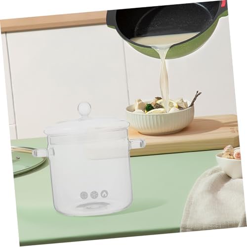 Offsich Clear Glass Cook Pot with Lid Heat Resistant Glass Saucepan