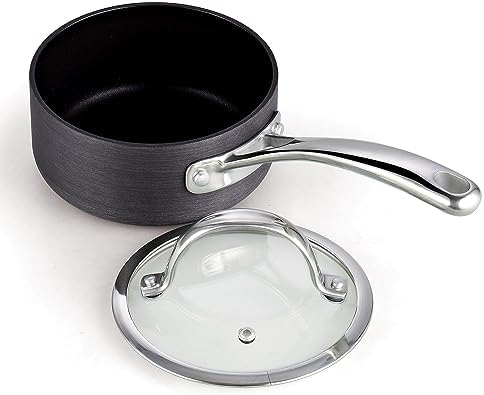 Premium 1-Quart Anodized Saucepan with Glass Lid