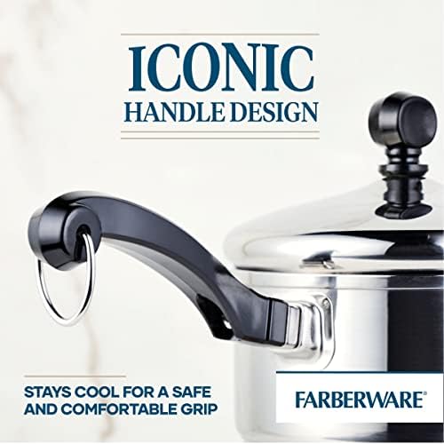 Farberware Classic Stainless Steel 1-Quart Straining Saucepan Over Silver