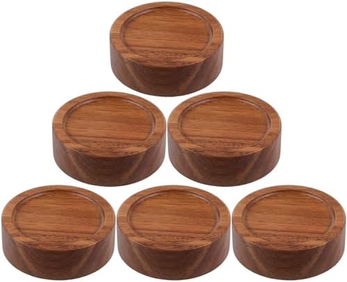 6pcs Reusable Acacia Wood Mason Jar Lids Set