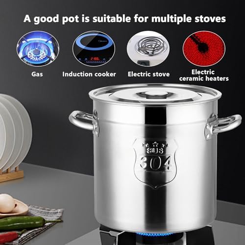 AIZYR 304 Stainless Steel Stockpot with Lid Durable Multi-Purpose