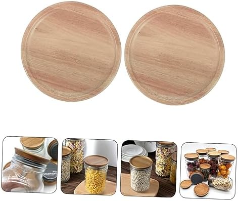 2pcs Wide Mouth Mason Jar with Wooden Lids and Silicone Seals 1