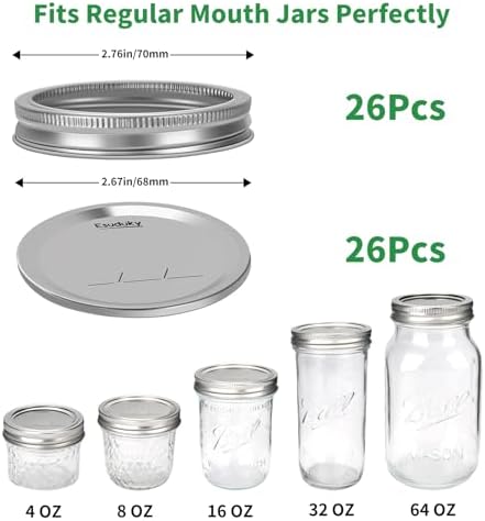 Esuduky 52Pcs Mason Jar Lid Set with Rings Canning sealing sealing Needs