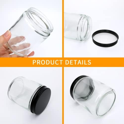 Encheng 8 Oz Glass Jars with Metal Lids 30 Pack