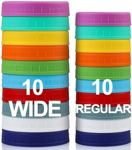 AOZITA 20-Piece Mason Jar Lids - Wide Regular Mouth Canning Kitchen Storage