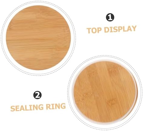 2PCS Bamboo Jar Lid Set Washable Glass Yogurt Jar Sealing Lids