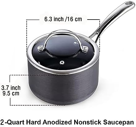 Cooks Standard 2-Quart Nonstick Saucer with Lid Black