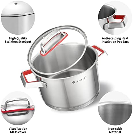 NANFANG BROTHERS 3 Quart Stainless Steel Stock Pot with Glass Lid