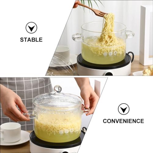 Hemoton - Ergonomic 45oz50oz Glass Pots for Stove Cooking