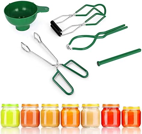 5PCS Canning Kit with Tongs Funnel Lifter Wrench Lid Lifter Green