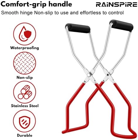Rainspire Canning Jar Lifter Red Safety Tool