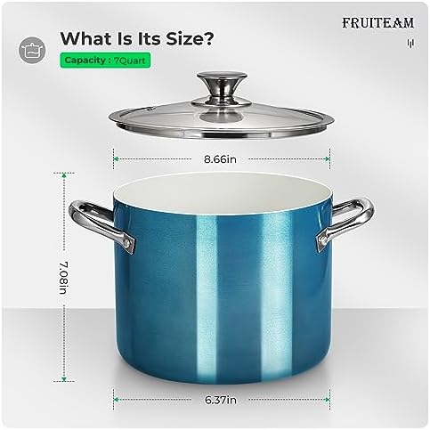 FRUITEAM Nonstick Stock Pot 7 Qt Perfect for Family Meals
