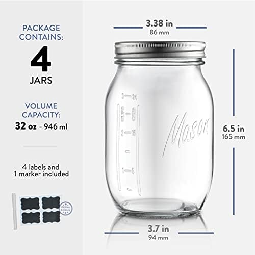 4-Pack Mason Jars with lids - Home Kitchen Canning Preserving _same_day