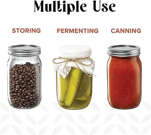 GLING 64 oz Wide-Mouth Glass Mason Jars with Airtight Lids 1