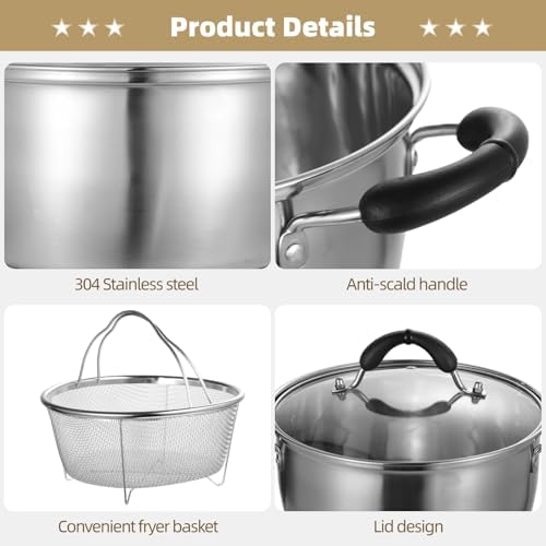 Epicover Stove Top Fryer Pot with Basket