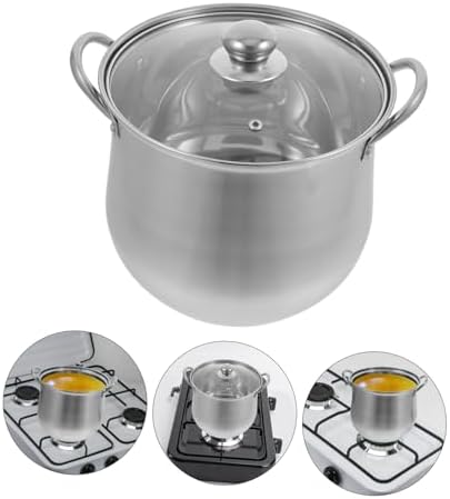 Stainless Steel Soup Pot with Built-In Handle and Heat Resistant Lid
