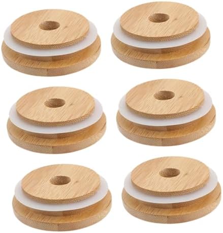 STOBAZA 6pcs Wooden Lids for Mason Jars