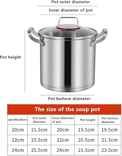 Sturdy 304 Steel Stock Pot with Glass Lid