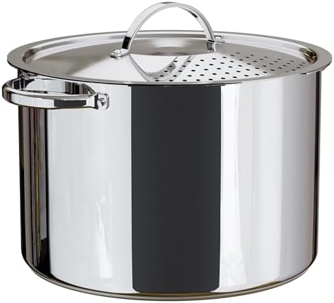 Cooler Concepts Stainless Steel Pasta Pot with Twist Lock Strainer Lid