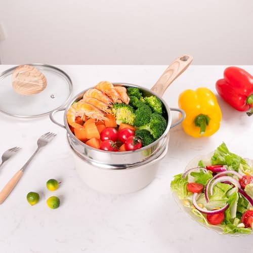 JEETEE 15 Quart Saucepan with Steamer Basket and Lid