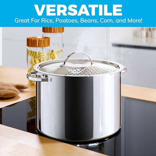 Cooler Concepts Stainless Steel Pasta Pot with Twist Lock Strainer Lid