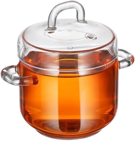 SHERCHPRY Clear Glass Stockpot with Lid for Home and Kitchen Use