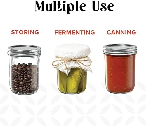6-Piece Glass Mason Jar 16 Oz 1 Pint Canning Capacity