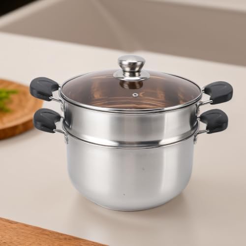 Stainless Steel Stock Pot with Steam Basket Lid for Home Use
