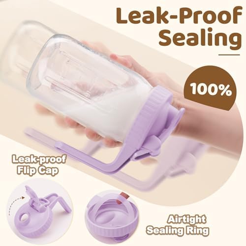 2-Pack Mason Jar Lids with Leak-Proof Lid and Flip Cap
