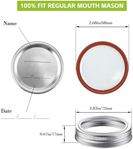 LOVE MOMENT 48PCS Canning Lids Rings for Mason Jars