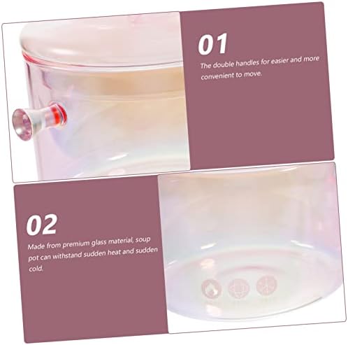 Versatile 1600ml Glass Pot with Double Handles for Noodles Soup