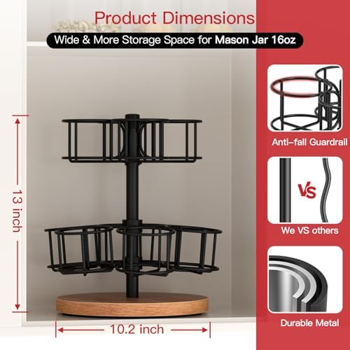 2-Tier Rotating Mason Jar Rack for 16oz Jars 1