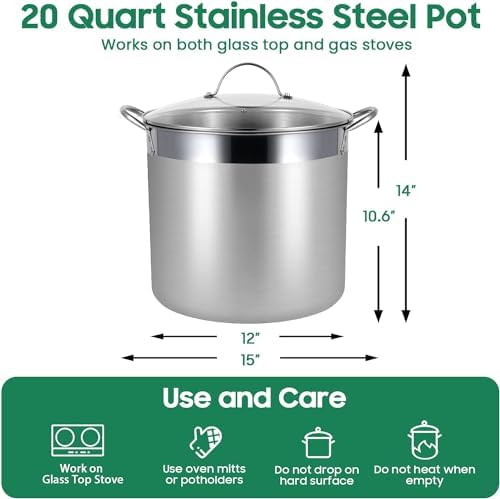 Stainless Steel Water Bath Canning Pot with Rack and Lid