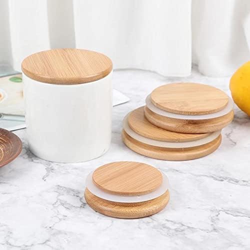 TOUSHIExclusive Bamboo Lids 4-Pack Mason Jar Caps - Reusable Leak-Proof Kitchen Essentials