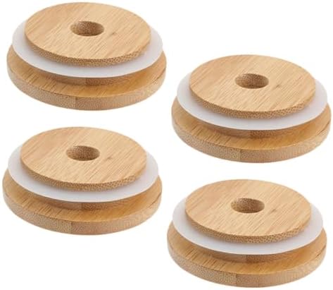 Alipis 4pcs Mason Jar Lids with Straw Holes Reusable Covers for Drinking