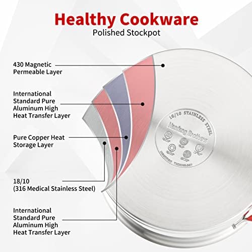 NANFANG BROTHERS 3 Quart Stainless Steel Stock Pot with Glass Lid